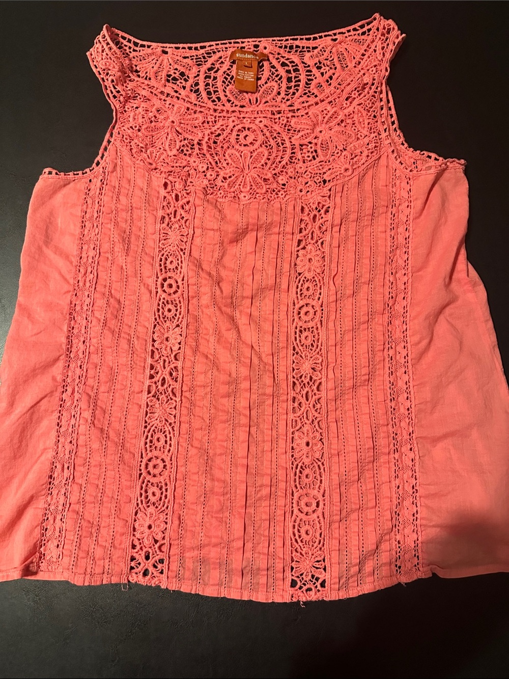Sundance Coral Crochet Yoke Sleeveless Camisole